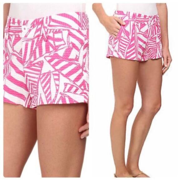 Lilly Pulitzer Shorts Womens 0 Pink White Yacht Seas Walsh Preppy Resort Summer - Picture 1 of 12